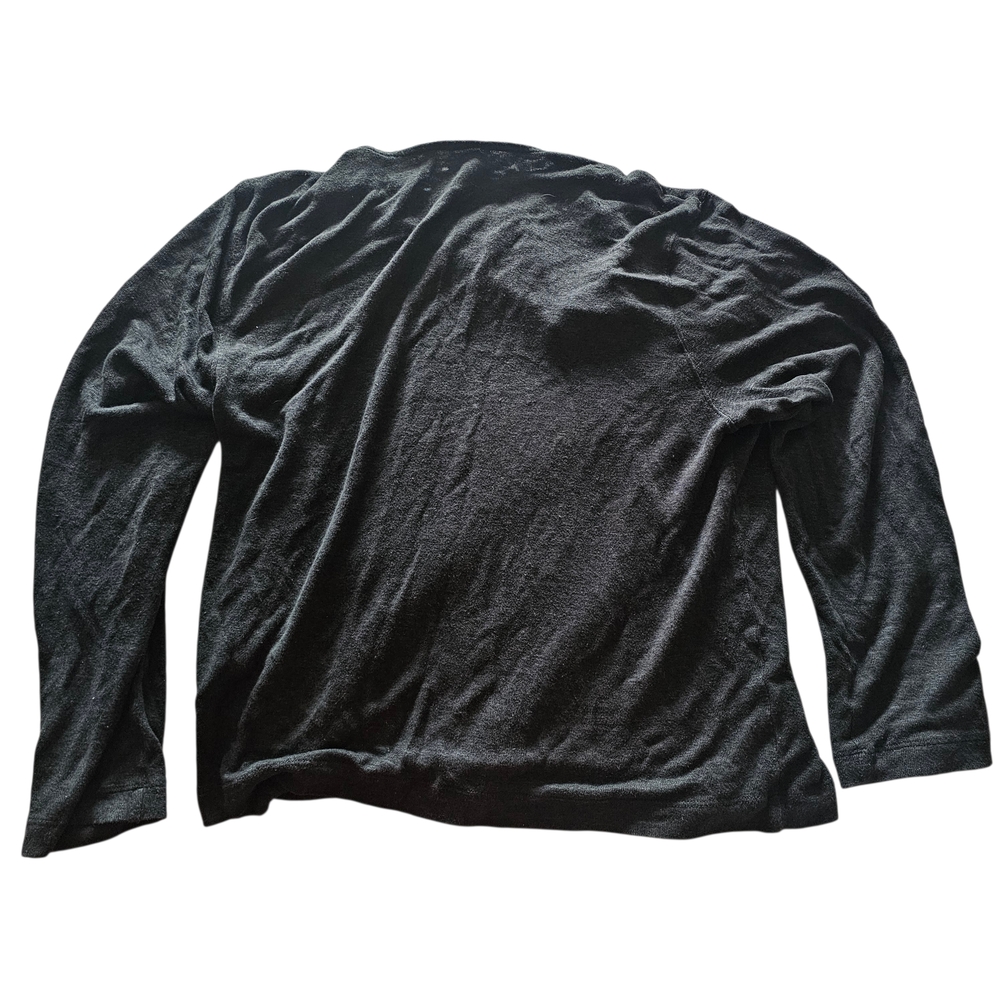 Zara Black Long Sleeve Henley Shirt Cotton Blend Size M - Picture 2 of 3